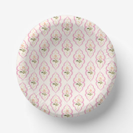 Pink Cottage Floral Ogee Patterned Pappteller