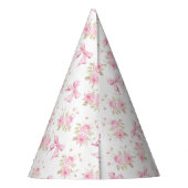 Pink Cottage Rose with Bow Coquette  Partyhütchen (Rückseite)