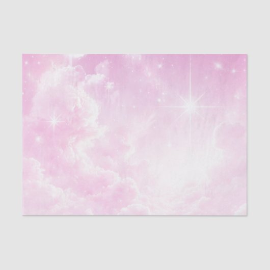 Pink Cotton Candy Clouds Starry Sky Birthday Party Seidenpapier (Vorderseite)