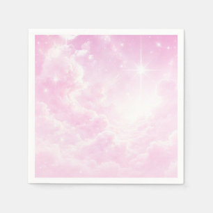 Pink Cotton Candy Clouds Starry Sky Birthday Party Serviette