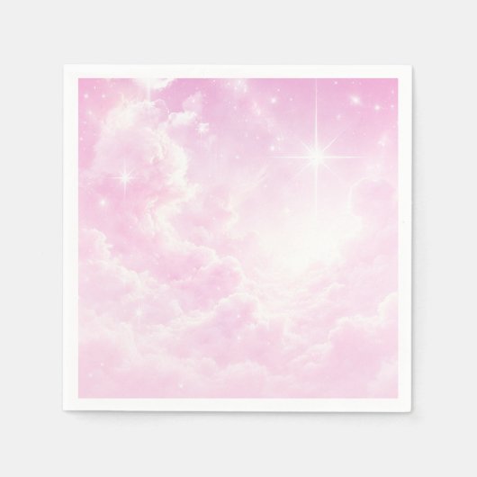 Pink Cotton Candy Clouds Starry Sky Birthday Party Serviette (Vorderseite)