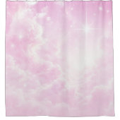 Pink Cotton Candy Clouds Starry Sky Duschvorhang (Vorderseite)