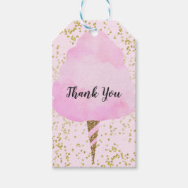 Pink Cotton Candy & Gold Confetti Geburtstagsparty Geschenkanhänger