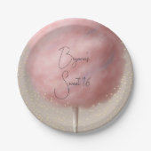 Pink Cotton Candy Gold Confetti Geburtstagsparty Pappteller (Vorderseite)
