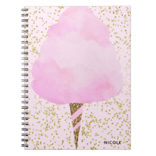 Pink Cotton Candy & Gold Confetti Girly Sparky Notizblock