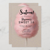 Pink Cotton Candy Gold Confetti Sweet 16 Party Einladung (Vorne/Hinten)