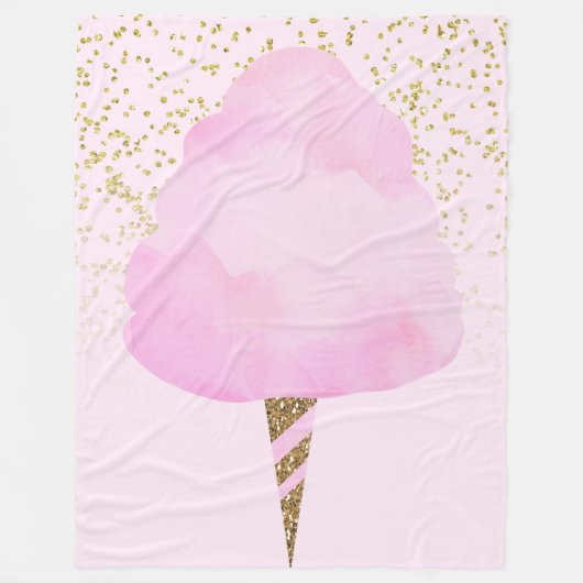 Pink Cotton Candy & Gold Glitzer Whimsical Fun Fleecedecke (Vorderseite)