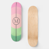 Pink Cotton Candy Mint Monogram Girly Skateboard (Vorderseite)