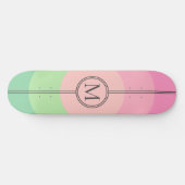 Pink Cotton Candy Mint Monogram Girly Skateboard (Horizontal)