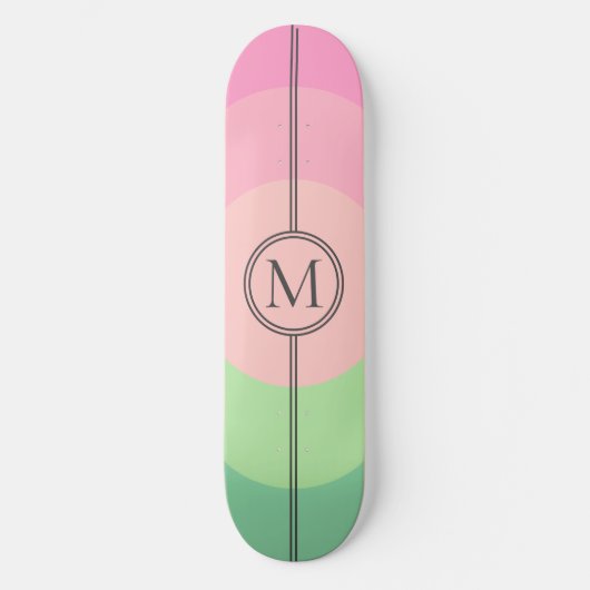 Pink Cotton Candy Mint Monogram Girly Skateboard (Vorderseite)