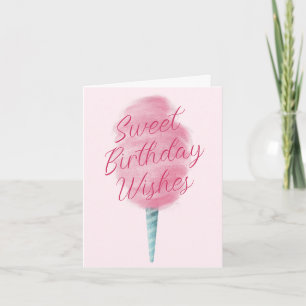 Pink Cotton Candy Sweet Birthday wünscht Karte