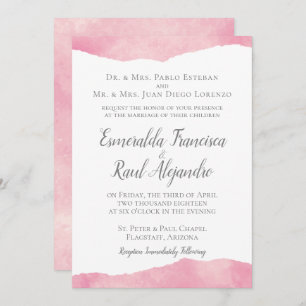 Pink Cotton Candy Watercolor Hochzeit Einladung