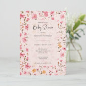 Pink Country Floral Baby Shower  Einladung (Stehend Vorderseite)