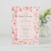 Pink Country Floral Bridal Shower  Einladung (Stehend Vorderseite)
