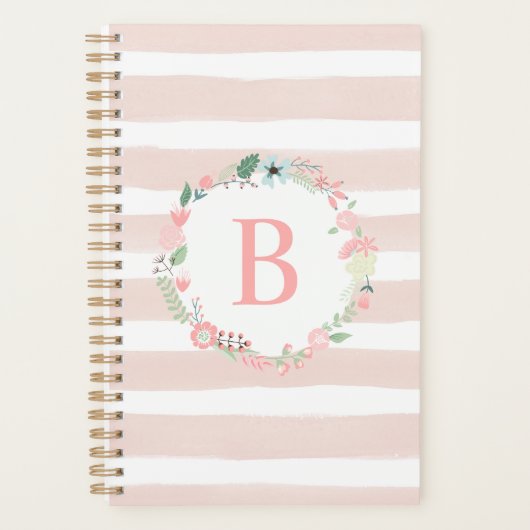 Pink Country Floral Monogram Planer (Vorderseite)