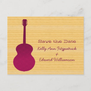 Pink Country Gitarre Save the Date Postkarte