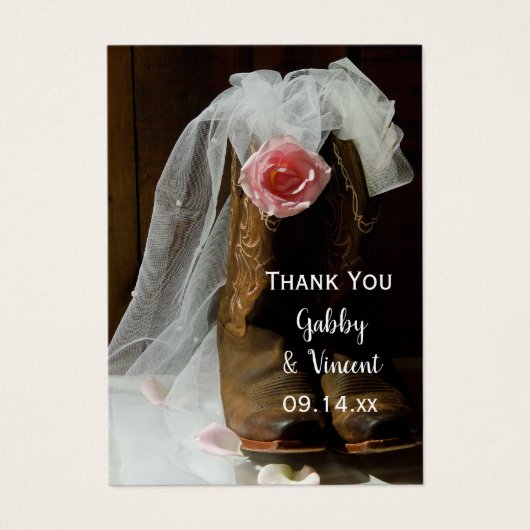 Pink Country Rose Cowboy Boots Gastgeschenk Hochze (Vorderseite)