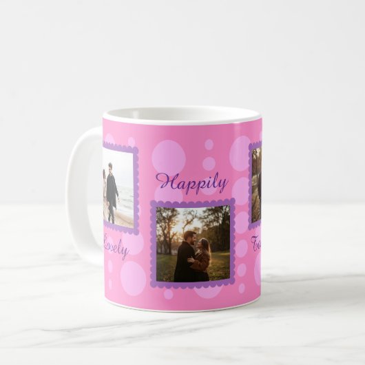 Pink Couple Photo Design with Custom Text Coffee M Kaffeetasse (Vorderseite Links)