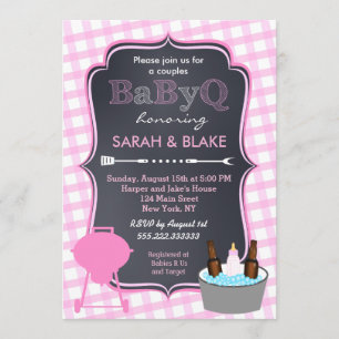 Pink Couples Baby Shower GRILLEN BabyQ Einladungen