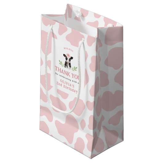 Pink Cow Muster Geschenktasche Kleine Geschenktüte (Vorderseite Schrägansicht)
