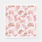Pink Cowboy Boot Girls Papier Napkin Serviette (Vorderseite)