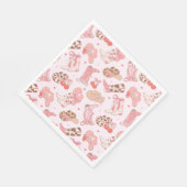 Pink Cowboy Boot Girls Papier Napkin Serviette (Ecke)