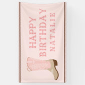Pink Cowboy Boot Happy Birthday Banner (Vertikal)