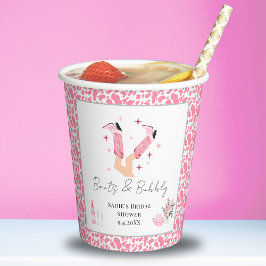 Pink Cowboy Boots & Bubbly Brautparty Pappbecher