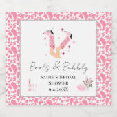 Pink Cowboy Boots & Bubbly Brautparty Schaumweinetikett (Einzelnes Label)