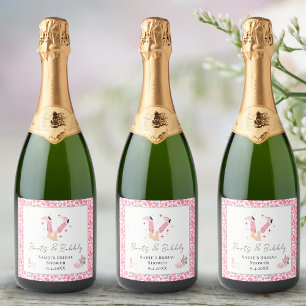 Pink Cowboy Boots & Bubbly Brautparty Schaumweinetikett