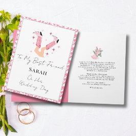 Pink Cowboy Boots & Bubbly Gratulationen Braut Karte