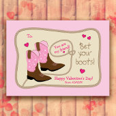 Pink Cowboy Boots Klassenzimmer Valentinstag Mitteilungskarte