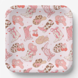 Pink Cowboy Boots Papierplatte Pappteller
