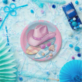 Pink Cowboy Hat and Surfboards - Beachy Western Pappteller (Party)