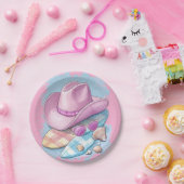 Pink Cowboy Hat and Surfboards - Beachy Western Pappteller (Party)