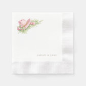 Pink Cowboy Hat Rustic Wedding Cocktail Serviette (Vorderseite)