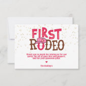 Pink Cowgirl 1. Rodeo Danke Karte (Vorderseite)
