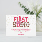 Pink Cowgirl 1. Rodeo Danke Karte (Stehend Vorderseite)