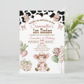 Pink Cowgirl 1st Birthday Invitation | First Rodeo Einladung (Stehend Vorderseite)