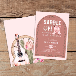 Pink Cowgirl Babydusche anziehen Einladung