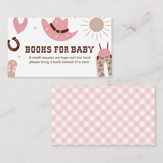 Pink Cowgirl Babydusche Bücher für Baby Begleitkarte (Vorne/Hinten)