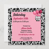 Pink Cowgirl Babydusche Einladung (Rückseite)