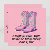 Pink Cowgirl Bachelorette Coquette Boots Einladung (Vorne/Hinten)