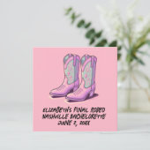Pink Cowgirl Bachelorette Coquette Boots Einladung (Stehend Vorderseite)