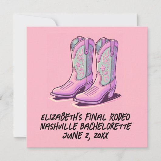 Pink Cowgirl Bachelorette Coquette Boots Einladung (Vorderseite)