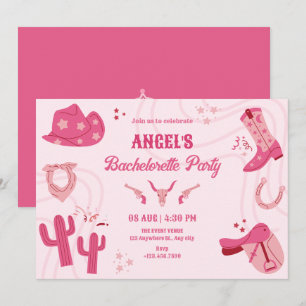 Pink Cowgirl Bachelorette Einladung