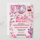 Pink Cowgirl Bachelorette West Rodeo Weekend Einladung (Vorderseite)