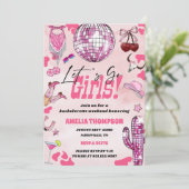 Pink Cowgirl Bachelorette West Rodeo Weekend Einladung (Stehend Vorderseite)