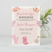 Pink Cowgirl Bachelorette Wochenende Einladung (Stehend Vorderseite)