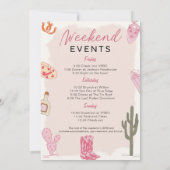Pink Cowgirl Bachelorette Wochenende Einladung (Rückseite)